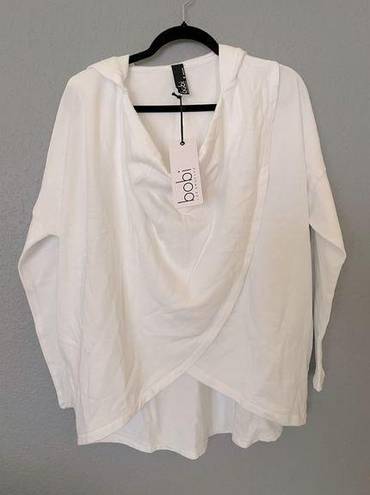 Bobi NWT  White Sweater Top Hoodie Long Sleeve Size S