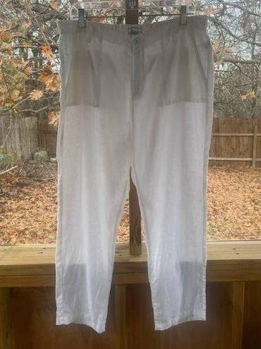 Krass&co G.H. Bass &  Women's 100% Linen White Ankle Pants Size 14. NWOT