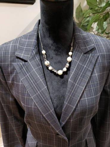 EXPRESS  Design Studio Women Gray Plaid Single Breasted Two Button Blazer Size 10
