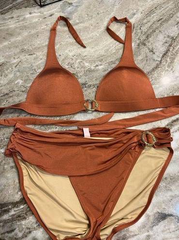 Victoria's Secret Sexy Victoria Secret Bikini Swimsuit Matching Set Bra Gold Snake Ring Size XL