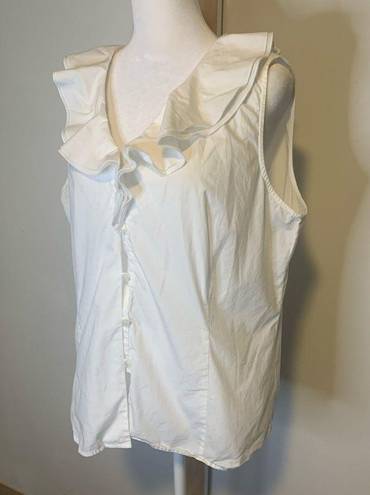 Oscar de la Renta Oscar by  white button down sleeveless blouse size 16