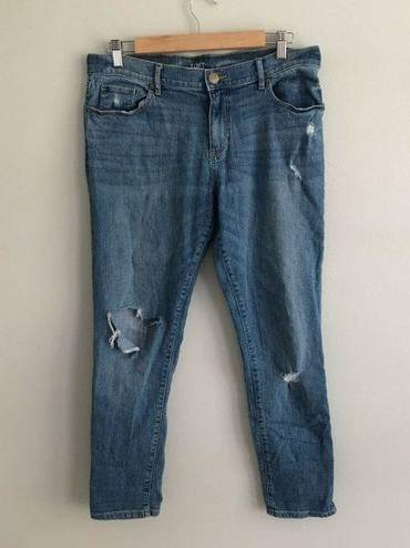 The Loft  Outlet Distressed Blue Girlfriend Jeans Women's Size 8 Petite 8P