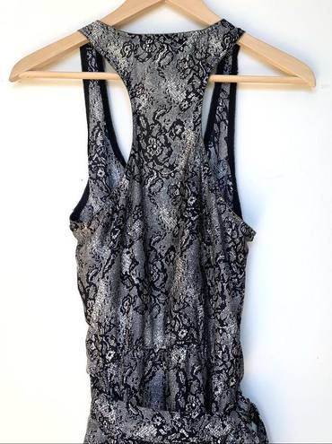 AQUA  Floral Lace Print Wrap Dress in Black and White M