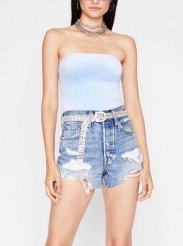 American Apparel NEW  Light Blue Velvet Bodysuit