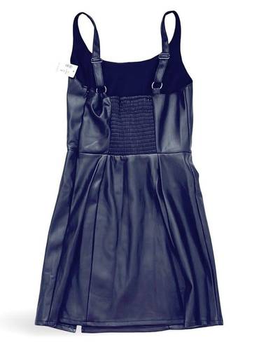 Aeropostale MWTS🍒 BLACK LEATHER MINI DRESS ADJUSTABLE STRAPS AND FRONT SLIT 🍒