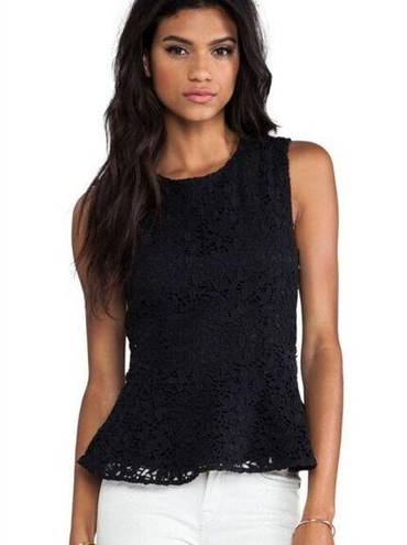 Joie  Heavy Cotton Lace Shian Tank in Caviar Black Top Women’s Small