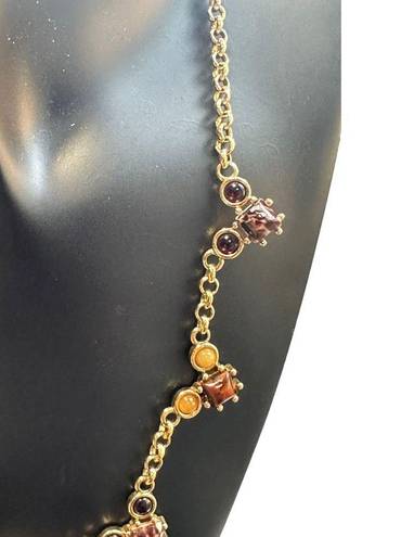 Monet  Garnet Gold Tone Elegant Necklace