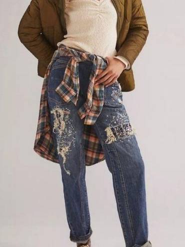 Pilcro  x Anthropologie Straight Leg Sequin The Wanderer Jeans Size 25