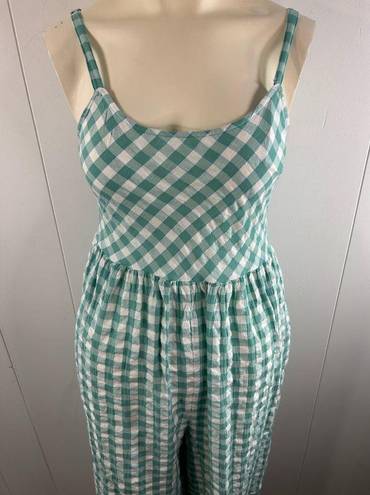 Nordstrom  NWT gingham checkered jumpsuit with tie back in Green wasabi. Size S.