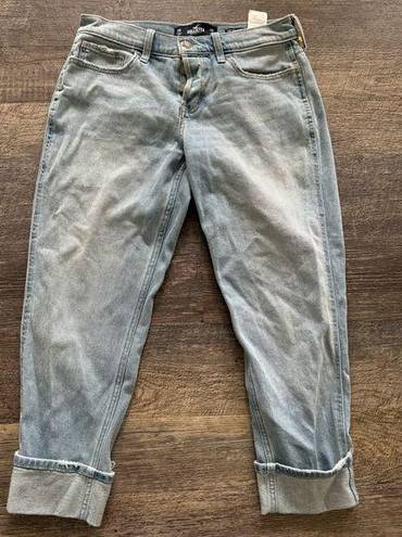 Hollister  Low Rise Boyfriend Crop Cuffed Jeans Juniors Button Fly Sz 5 27 X 25