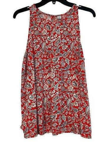 Old Navy  High Neck Red Floral Sleeveless Tank Blouse Large