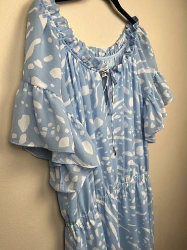 a.n.a NWT  Cate Blue Animal Print Jill Maxi Dress - size Large