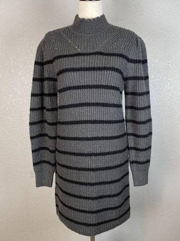 RD Style  Womens Ribbed Knit Sweater Dress S Small Gray Black Stripe Long Sleeve