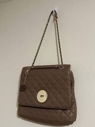 DKNY  quilted leather taupe purse tote bag Donna Karan