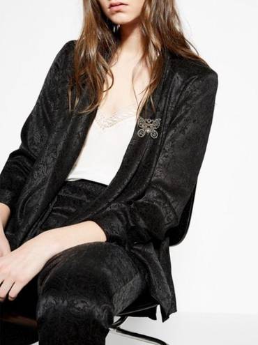 The Kooples  BLACK JACQUARD LONG SLEEVE OPEN CARDI TOP