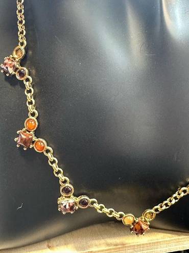 Monet  Garnet Gold Tone Elegant Necklace