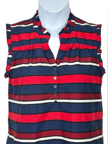 Tommy Hilfiger  Red White & Blue Striped Patriotic Sleeveless Blouse Size Medium