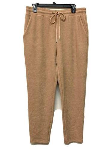 Elodie  Womens Beige Jogger Pants Drawstring Knit Ankle Casual Stretch