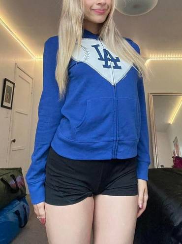 5th & Ocean los angeles la dodgers baseball heart blue zip up hoodie jacket 