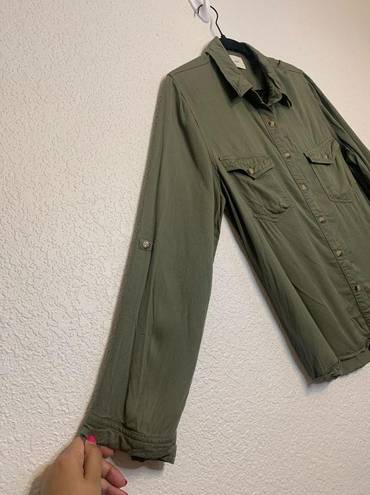 Harper  Womens Large Button Up Utilty Shirt Green Long Sleeve Western Super Soft
