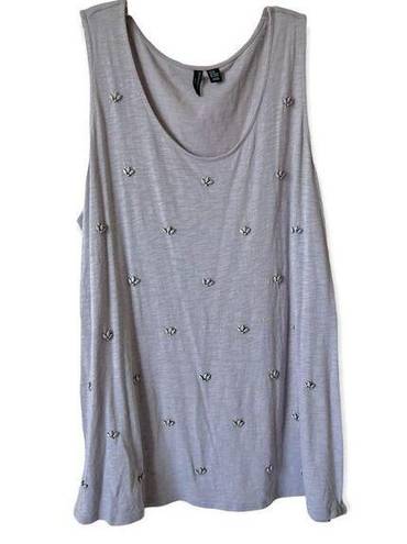 Cynthia Rowley  Gray Jeweled Tank Top