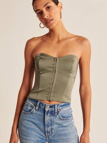 Abercrombie & Fitch Satin Hook and Eye Corset top Green - $45 (10% Off  Retail) - From Gwen