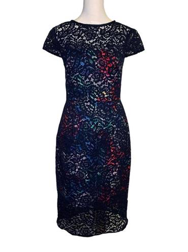 Betsey Johnson  navy blue lace cocktail midi dress size 2