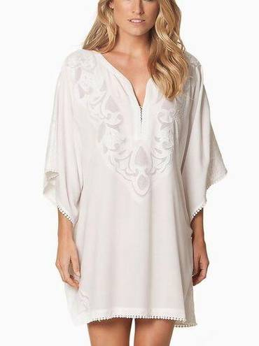 Vix Paula Hermanny  Lace V-Neck Kaftan Coverup Tunic Dress White Women's Size M