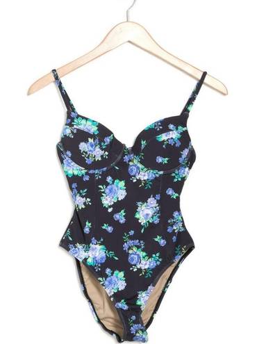 We Wore What NWT  UNDERWIRE ONE-PIECE SWIMSUIT BLACK MULTI