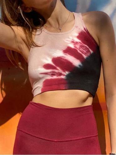 Onyx 💕ELECTRIC & ROSE💕 Bella Crop Bralette Crimson Beige &  Tie-Dye Large L NWT