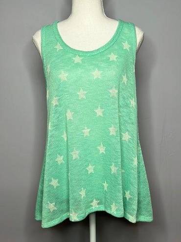 Vintage Havana LARGE MINT GREEN RACER BACK KNIT TANK TOP WITH STARS New