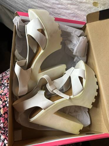 Charlotte Russe White Heeled Wedges