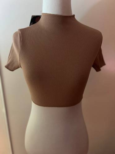 Naked Wardrobe NWT dark beige body con Cropped Top Sz XS