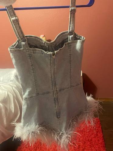 Edikted Fluffy Denim Romper