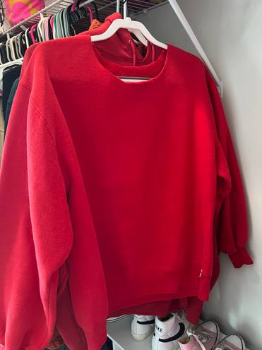 Russell Athletic Russel Athletic Red Off The Shoulder Sweatshirt