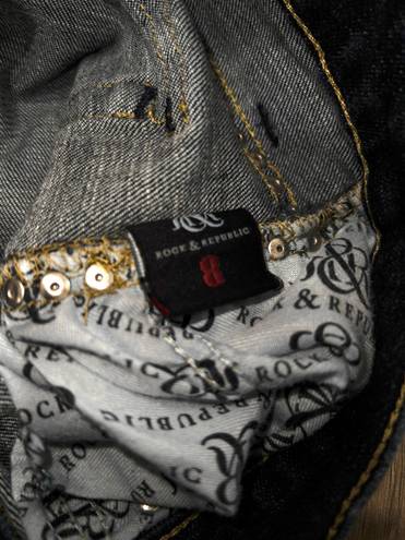 Rock & Republic Kasandra Gold Studded Bootcut Jeans Size 8