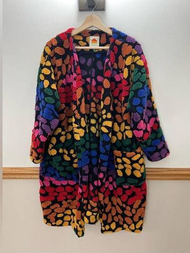 Farm Rio EUC  RARE Rainbow Leopard Fleece Duster oversized Size XS Retails $245