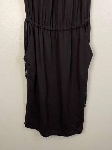 St. John  Women Black Halter Pleated Neck Drawstring Side Slits Midi Dress Size 2