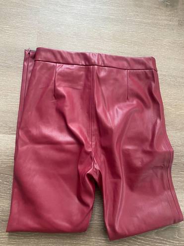 ZARA Red Faux Leather Pants