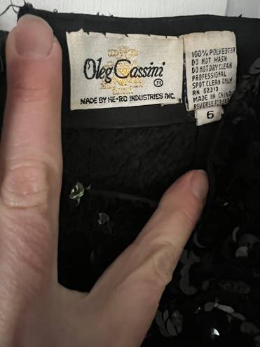 Oleg Cassini Dress Vintage  Black Sequin Cocktail Off the Shoulder
