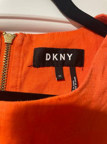 DKNY 100% Linen Orange Sleeveless Shirt Size XS