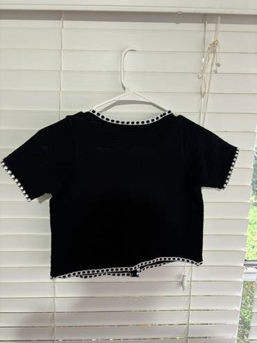 Cider Black Crop Top With Gold Buttons