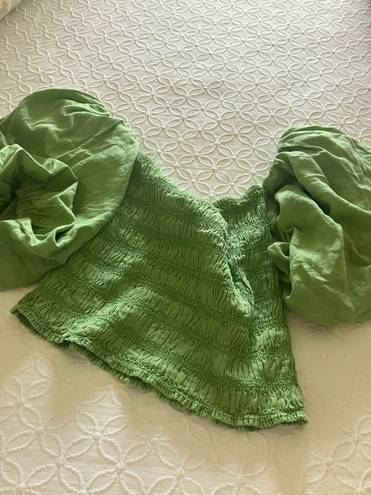 Revolve Green Puff Sleeve Top