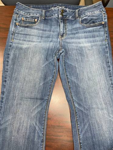 American Eagle Dark Wash Super Stretch Artist Cropped Denim Jeans Size 14 Short