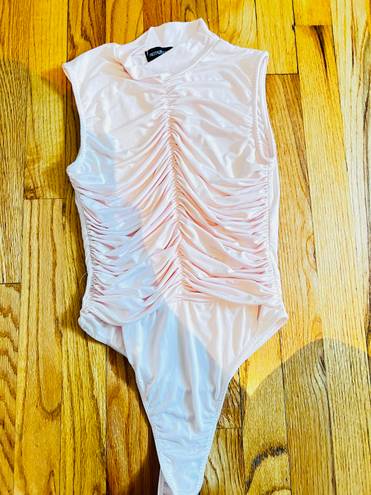 Predictions Nude Slinky Extreme Ruched High Neck Bodysuit