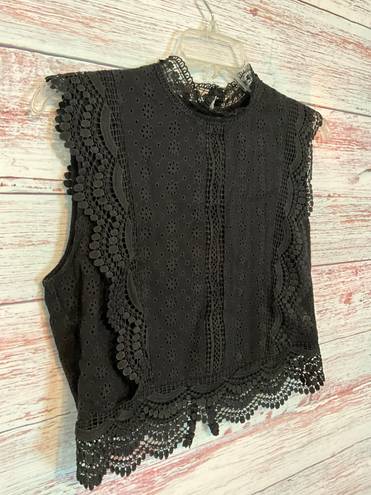 Sim & Sam Top Black Lace Ruffles Large