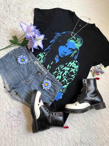 Billie Eilish green and blue neon graphic tee