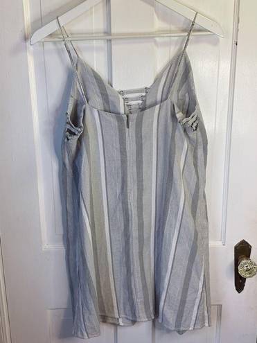 Haute Hippie  Gray Stripe Short Cotton Slip Beach Minimalist Dress Size Small