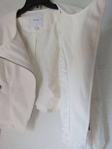 Skinny Girl white faux leather motto jacket Size Large