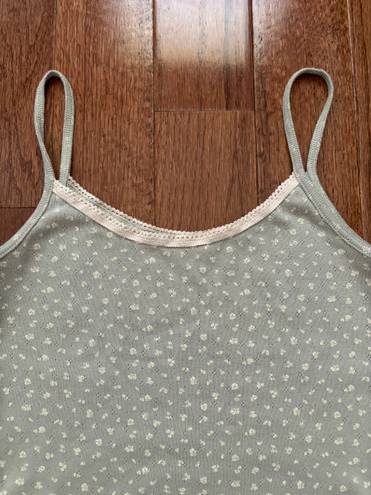 Brandy Melville SKYLAR EYELET TANK pastel green floral